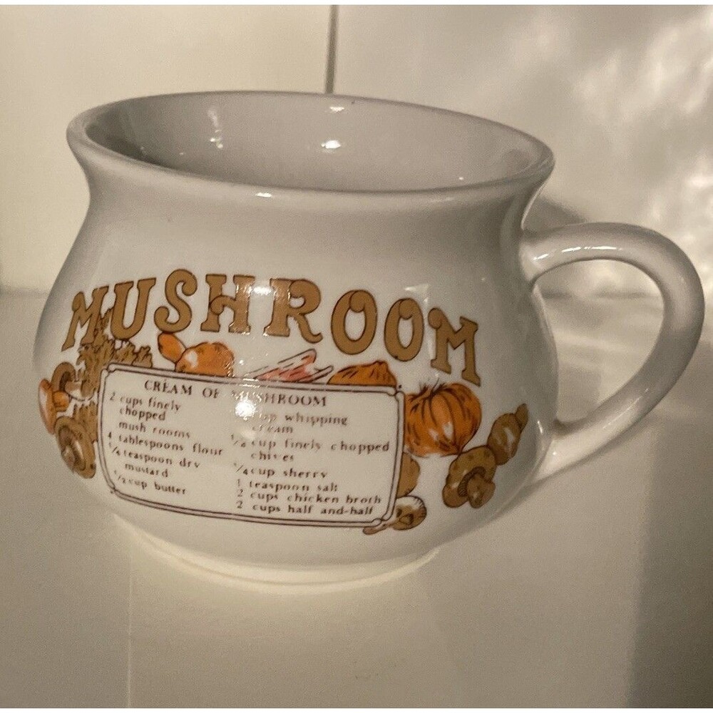 Vintage Mushroom Soup Recipe Mug for Cream of Mushroom Soup 14 ounces
